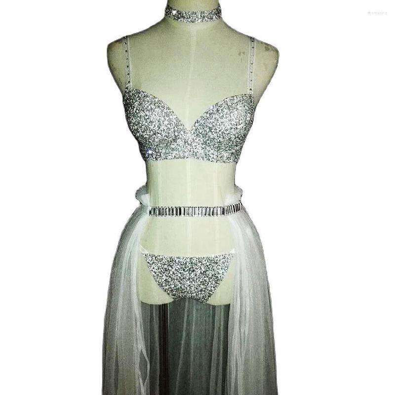 Stage Wear Shining Spaghetti Strap Sexy Bikini Sets With Long Gauze Trailing Nightclub DJ Prom Clothing Performance Costumes, Bikini set
Stage Wear Shining Spaghetti Strap Sexy Bikini Sets With Long Gauze Trailing Nightclub DJ Prom Clothing Performance Costumes, Bikini set