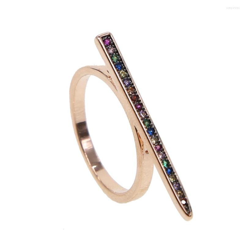 Wedding Rings Top Quality Brass Rose Gold Color Long Bar Finger Ring For Women Paved Multi Colored Cubic Zirconia Cz Fashion Simple Jewelry
Wedding Rings Top Quality Brass Rose Gold Color Long Bar Finger Ring For Women Paved Multi Colored Cubic Zirconia Cz Fashion Simple Jewelry