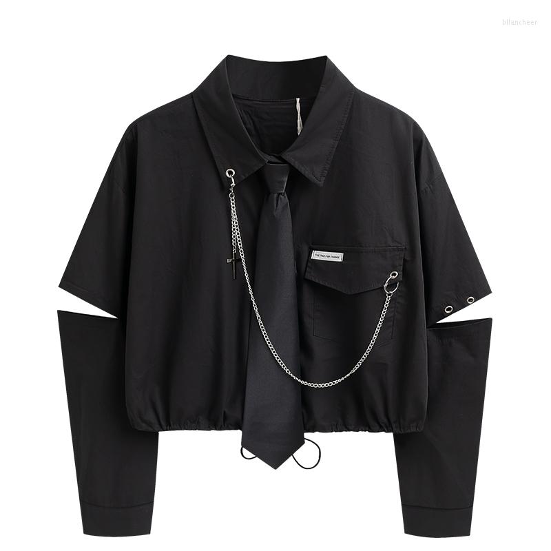Women' Blouses Fashion Punk Style Women Shirt Gothic Harajuku Dark Tie And Chain Long Sleeve Split Goth Design Streetwear Blouse Girl Crop, White
Women' Blouses Fashion Punk Style Women Shirt Gothic Harajuku Dark Tie And Chain Long Sleeve Split Goth Design Streetwear Blouse Girl Crop, White