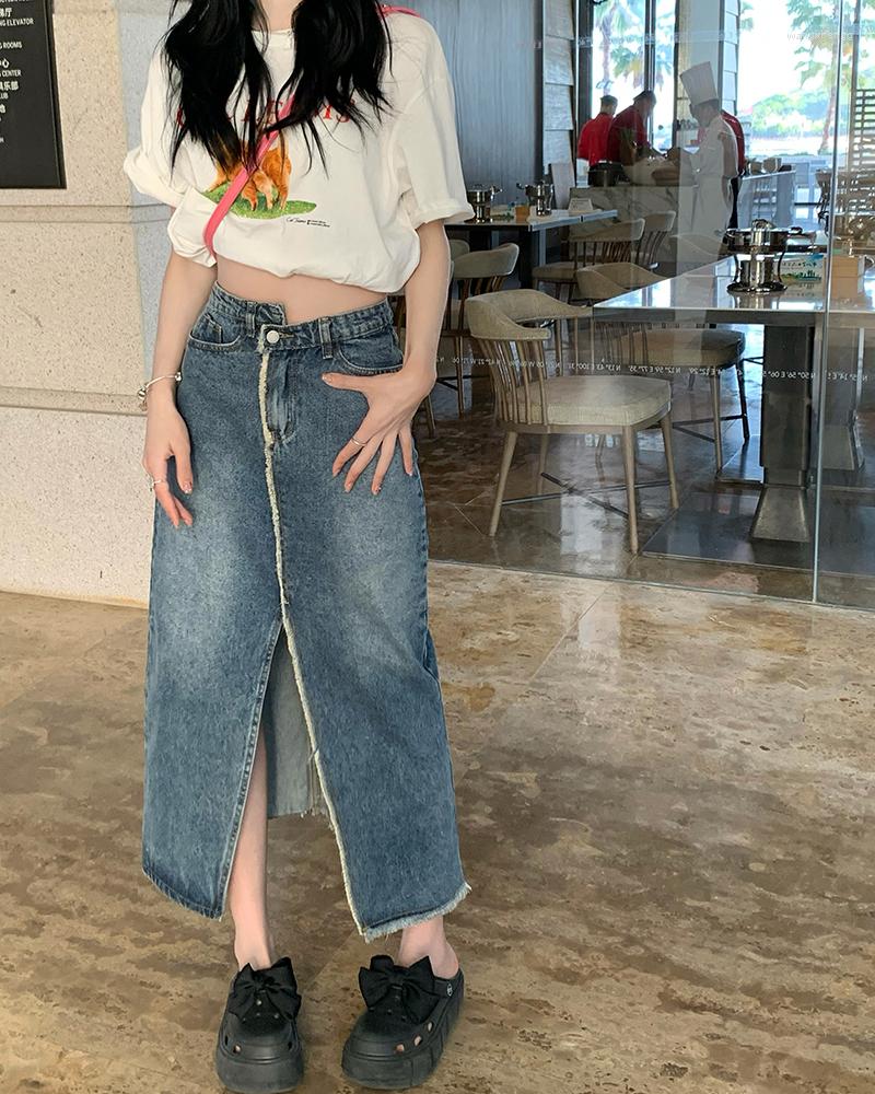 Skirts High Waist Denim Half For Women Korean Hairy Front Split Mid Length A-line Skirt, Denim blue
Skirts High Waist Denim Half For Women Korean Hairy Front Split Mid Length A-line Skirt, Denim blue