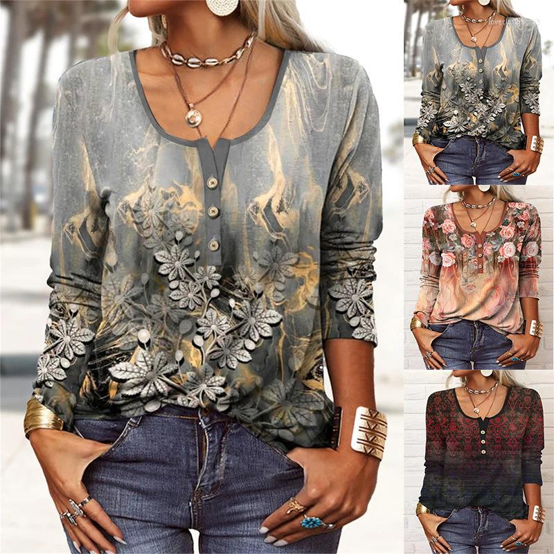 Women' T Shirts Spring And Summer Loose Long Sleeve Printed U-Neck Button T-Shirt Women' Fashion Casual Shirt Female & Lady
Women' T Shirts Spring And Summer Loose Long Sleeve Printed U-Neck Button T-Shirt Women' Fashion Casual Shirt Female & Lady