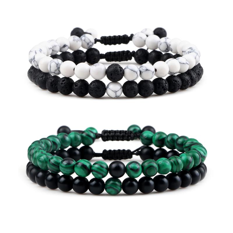 Strand Beaded Strands 2Pcs/Set Couple Natural Stone Bracelet 6MM Lava Black Line Turquoises Beads Bracelets Handmade Adjustable Bangles
Strand Beaded Strands 2Pcs/Set Couple Natural Stone Bracelet 6MM Lava Black Line Turquoises Beads Bracelets Handmade Adjustable Bangles