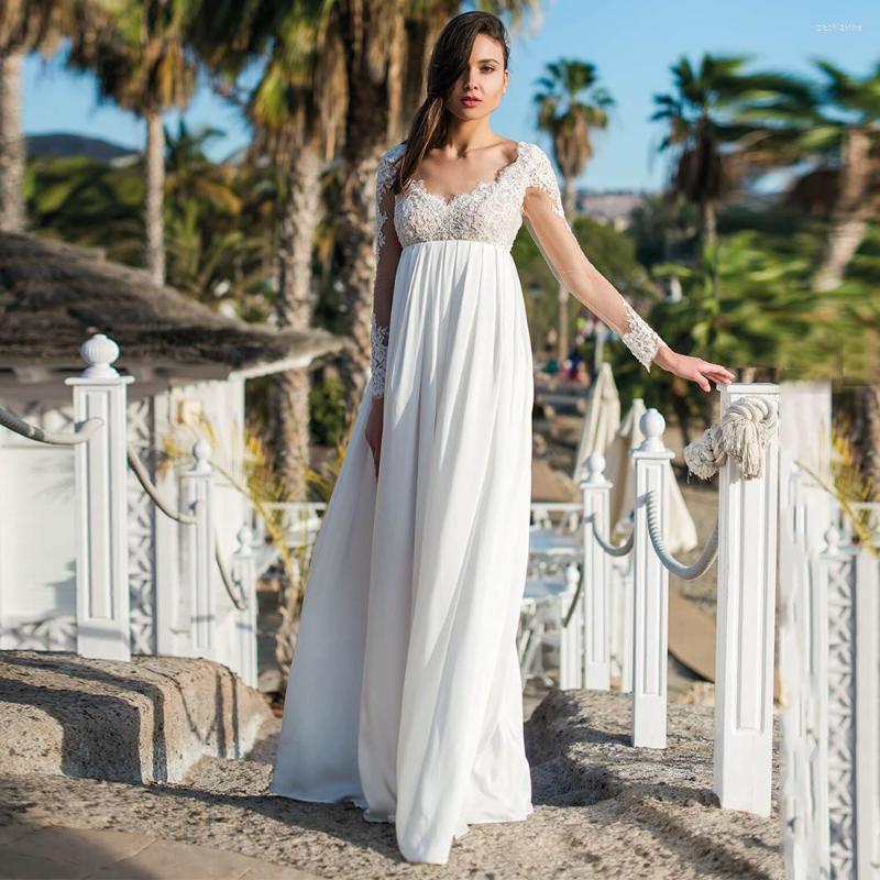 Wedding Dress Elegant Long Sleeve Dresses For Pregnant Woman 2023 A-Line V-Neck Lace Appliques Empire Waist Bridal Gown Backless, Beige
Wedding Dress Elegant Long Sleeve Dresses For Pregnant Woman 2023 A-Line V-Neck Lace Appliques Empire Waist Bridal Gown Backless, Beige