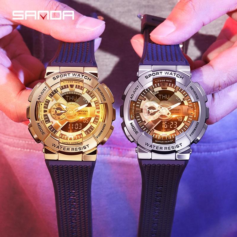 Wristwatches SANDA Men's Function Creative Personality Double Display Synchronous Movement Electronic Watch, Gold
Wristwatches SANDA Men's Function Creative Personality Double Display Synchronous Movement Electronic Watch, Gold
