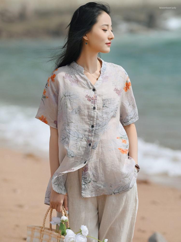 Women's Blouses Johnature Women Print Floral Shirts And Tops Stand Short Sleeve Ramie Button 2023 Summer Original Vintage, Color 1
Women's Blouses Johnature Women Print Floral Shirts And Tops Stand Short Sleeve Ramie Button 2023 Summer Original Vintage, Color 1