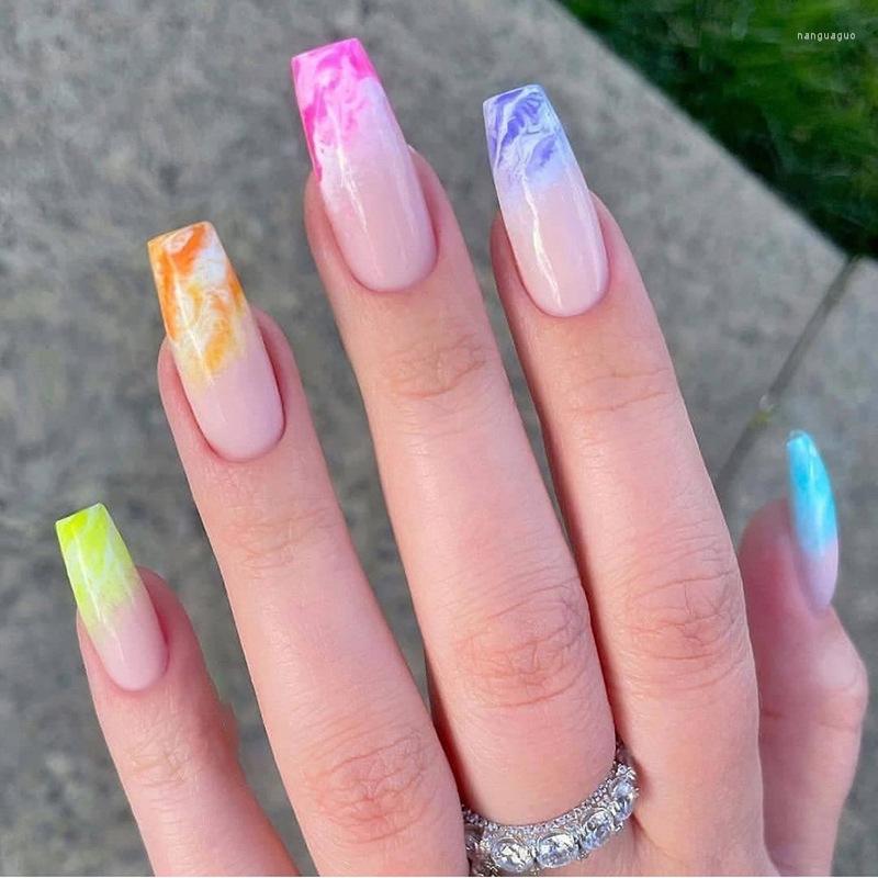 False Nails 24pcs/box Rainbow Clouds Fake Nail Art Wearable Colorful Stripe Colorblock Design Manicure Full Cover Finished Finger, Z049
False Nails 24pcs/box Rainbow Clouds Fake Nail Art Wearable Colorful Stripe Colorblock Design Manicure Full Cover Finished Finger, Z049