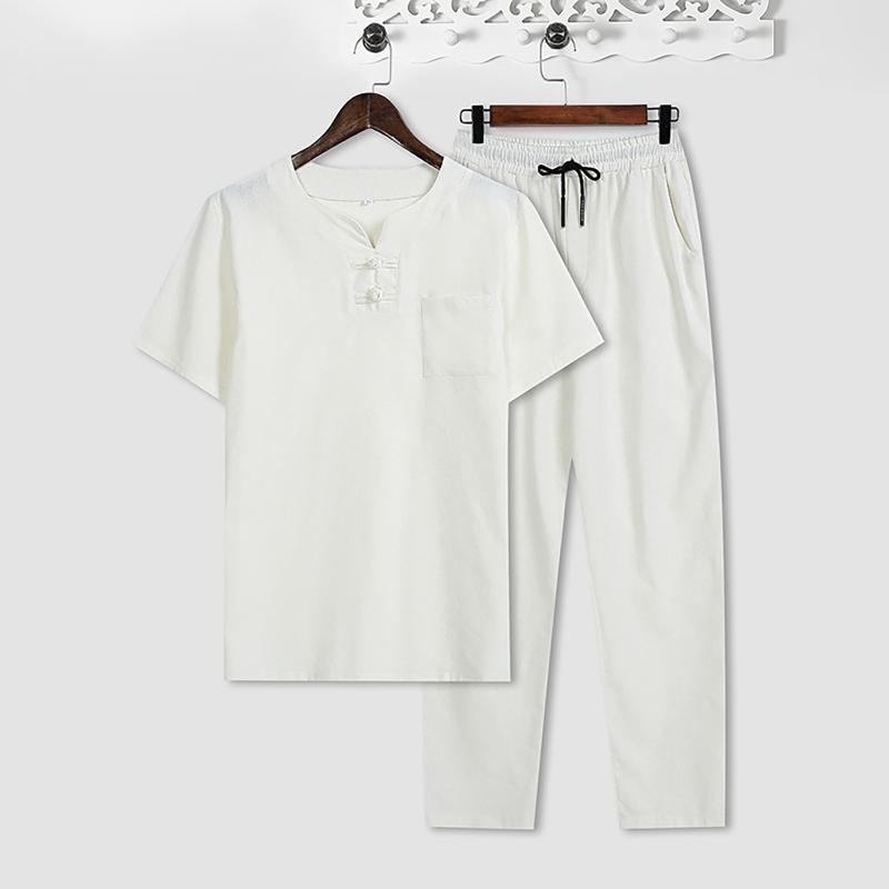 Gym Clothing Male Men Retro Cotton Linen Casual Tracksuit 2023 Summer Men's O-neck Short-sleeved T-shirt Drawstring Pants Two Pieces Suit
Gym Clothing Male Men Retro Cotton Linen Casual Tracksuit 2023 Summer Men's O-neck Short-sleeved T-shirt Drawstring Pants Two Pieces Suit