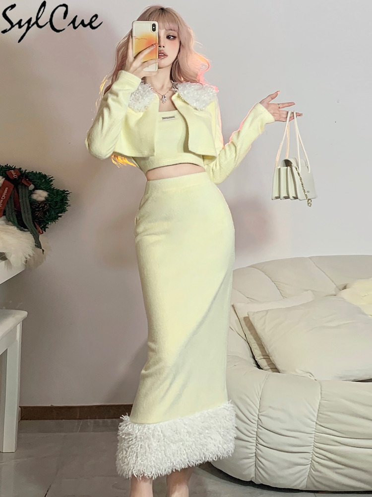 Two Piece Dress Sylcue Autumn Winter Plush Warm Rich Advanced Intellectual Elegant Evening Party Mature Queen Women' Dress Two-Piece 230213, White
Two Piece Dress Sylcue Autumn Winter Plush Warm Rich Advanced Intellectual Elegant Evening Party Mature Queen Women' Dress Two-Piece 230213, White