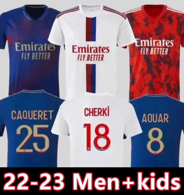 2022 2023 lyon Soccer Jerseys DEMBELE OL FAIVRE CAQUERET TOKO EKAMBI Maillot de foot 22 23 OLympIque AOUAR lyonnaIs football shirts men kids kit home away third