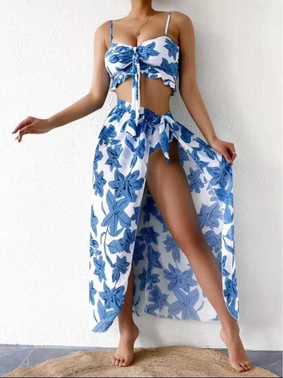 Three Piece Set Mesh Slit Swimwear Fashion Skirt Digital Printing Beach Sun, Pink flower
Three Piece Set Mesh Slit Swimwear Fashion Skirt Digital Printing Beach Sun, Pink flower