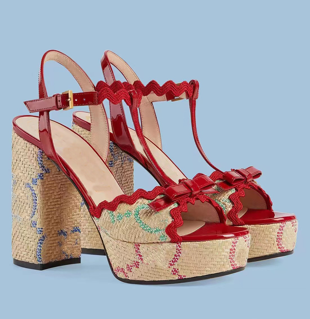 Womens lace sandals patent leather Lafite woven high heel thick platform wedding shoes 12CM designer classic dinner shoes ankle strap 35-41, Red
Womens lace sandals patent leather Lafite woven high heel thick platform wedding shoes 12CM designer classic dinner shoes ankle strap 35-41, Red