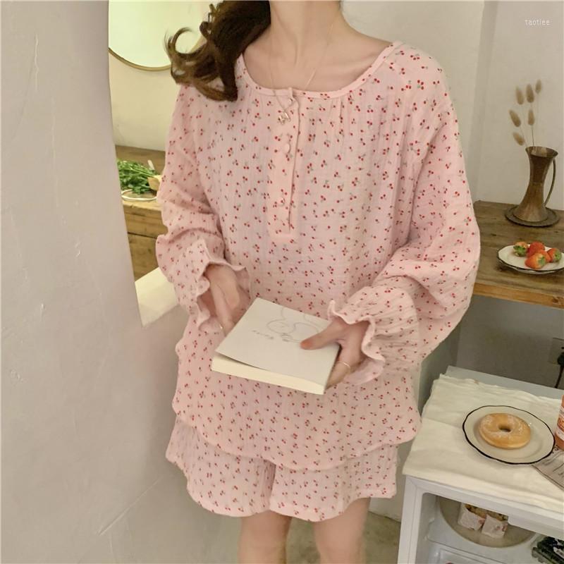 Women's Sleepwear Soft Comfortable Cherry Print Cotton Summer Pajamas Set Women Home Clothes 2 Piece Long Sleeve Top Shorts Pijama, Blue
Women's Sleepwear Soft Comfortable Cherry Print Cotton Summer Pajamas Set Women Home Clothes 2 Piece Long Sleeve Top Shorts Pijama, Blue