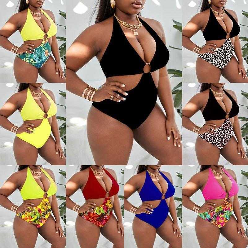 Stitching Halter Sexy Bikini Multi Color Plump Girls With Chest Pad Siamese Plus, Yellow
Stitching Halter Sexy Bikini Multi Color Plump Girls With Chest Pad Siamese Plus, Yellow