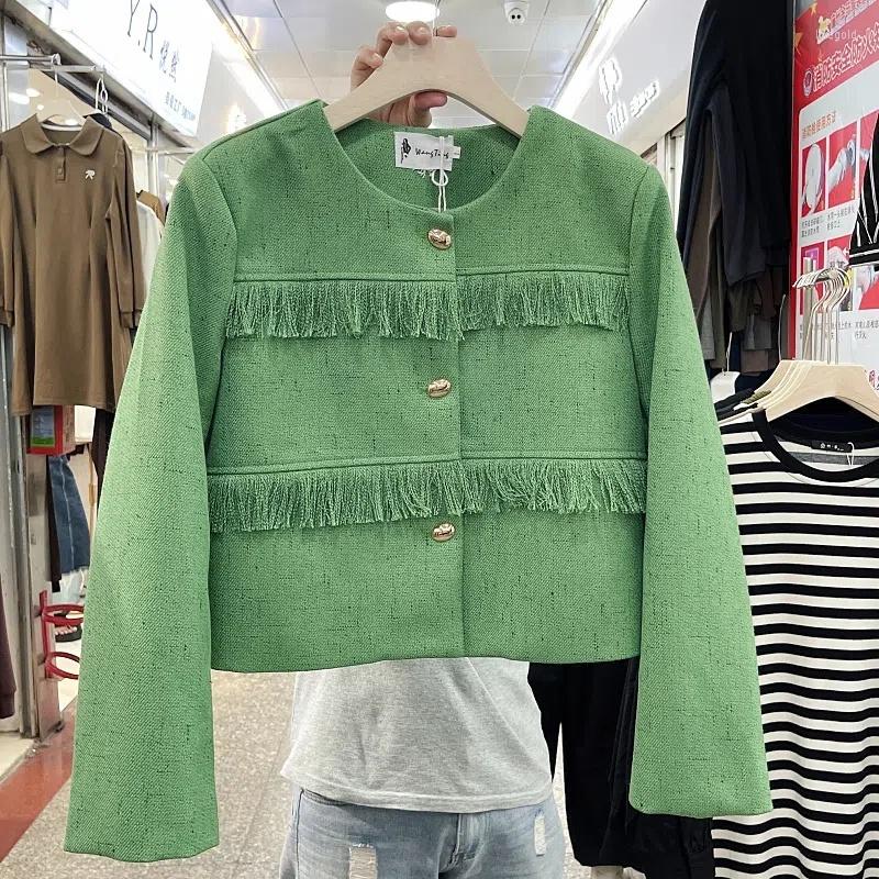 Women' Jackets Women Jacket Round Neck Single Breasted Short Green Pink White Yellow Coat Outwear
Women' Jackets Women Jacket Round Neck Single Breasted Short Green Pink White Yellow Coat Outwear
