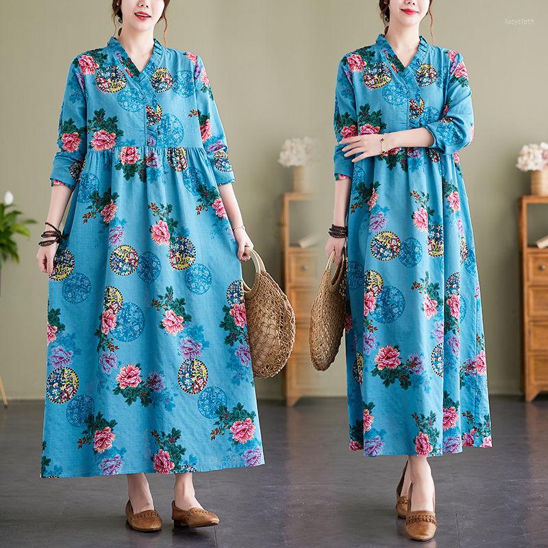 Casual Dresses 2023 Autumn Fashion Cotton Linen Printed Loose Long Sleeve National Style Dress Women Large Size Clothes Retro Robe T1197, Blue
Casual Dresses 2023 Autumn Fashion Cotton Linen Printed Loose Long Sleeve National Style Dress Women Large Size Clothes Retro Robe T1197, Blue