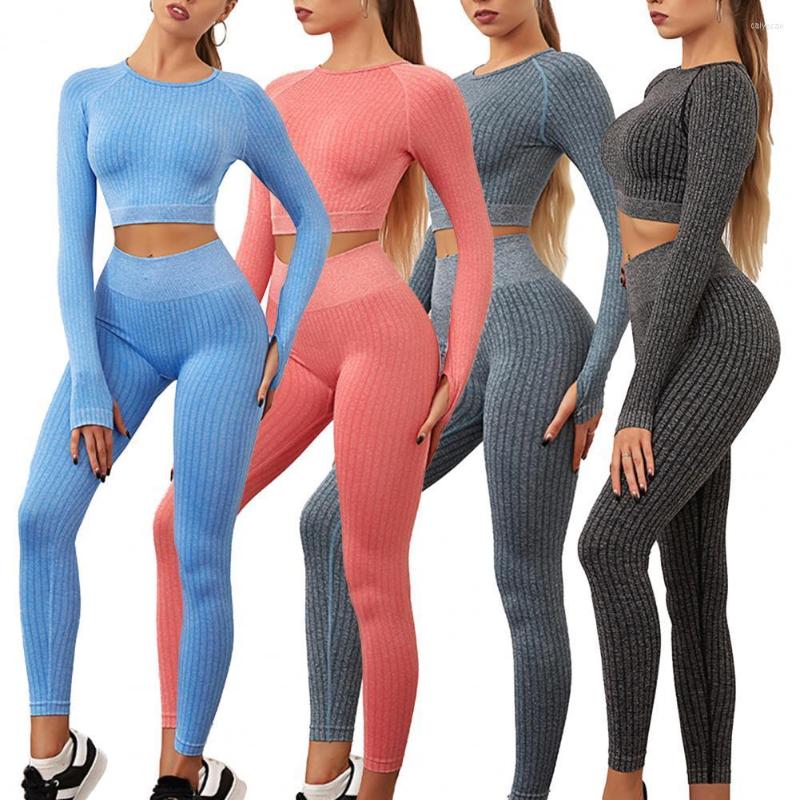 Active Sets 1 Set Yoga Sports Suit Stripes Solid Color Round Neck Ribbed Long Sleeve Crop Quick Drying Seamless Leggings, Atrovirens
Active Sets 1 Set Yoga Sports Suit Stripes Solid Color Round Neck Ribbed Long Sleeve Crop Quick Drying Seamless Leggings, Atrovirens