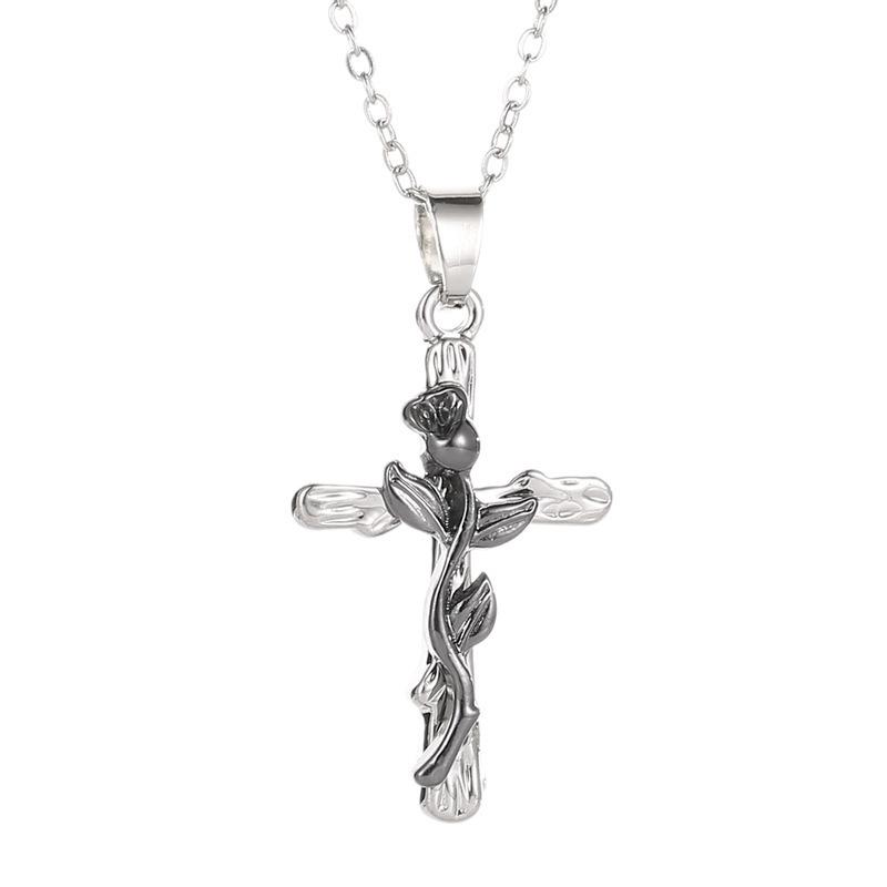 Pendant Necklaces Creative Retro Jesus Rose Cross Necklace Charming Women's 4-Color Flower Clavicle Chain Fashion Jewelry Gift
Pendant Necklaces Creative Retro Jesus Rose Cross Necklace Charming Women's 4-Color Flower Clavicle Chain Fashion Jewelry Gift