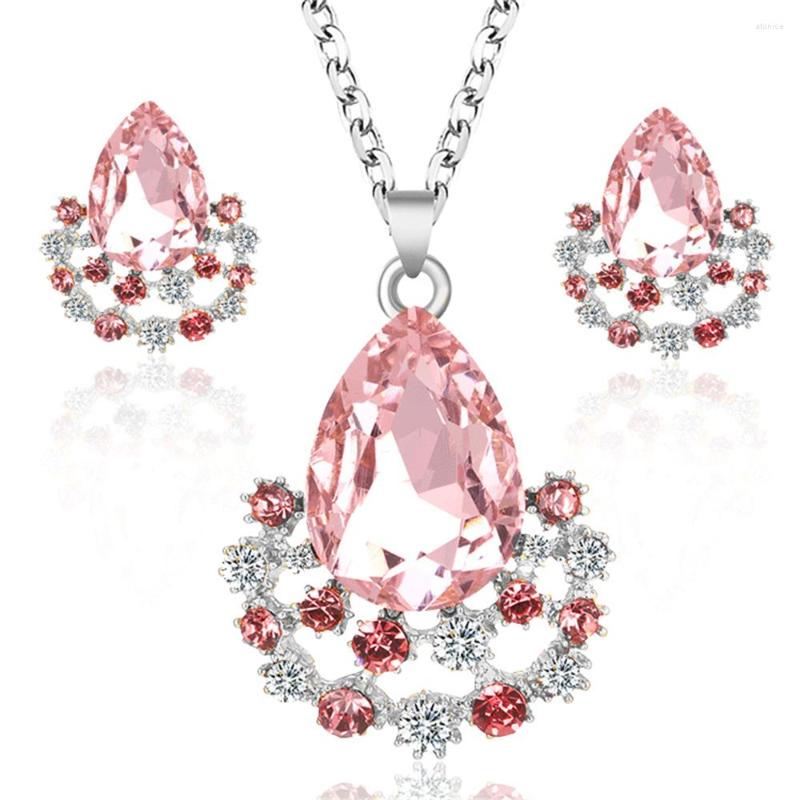 Necklace Earrings Set Fashion Women's Pink Crystal Drop Shape Dangle Stud Exquisite Christmas Party Jewelry Romantic Valentine's Day, Picture shown
Necklace Earrings Set Fashion Women's Pink Crystal Drop Shape Dangle Stud Exquisite Christmas Party Jewelry Romantic Valentine's Day, Picture shown