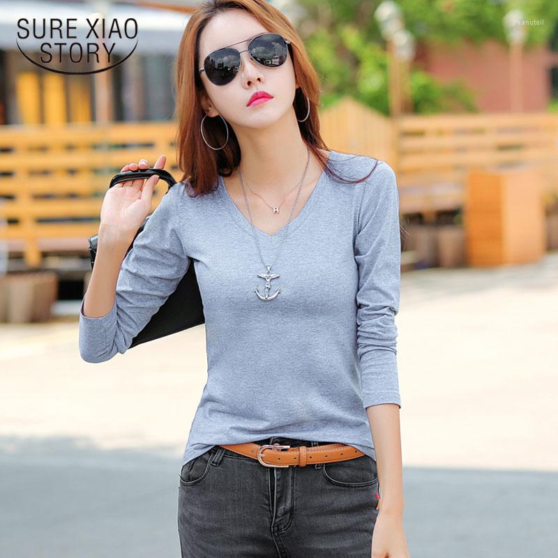 Women' T Shirts Casual V-neck T-shirt 2023 Autumn Long Sleeve Shirt Women Cotton Slim Korean Fit Solid Office Lady Clothes 10628, White
Women' T Shirts Casual V-neck T-shirt 2023 Autumn Long Sleeve Shirt Women Cotton Slim Korean Fit Solid Office Lady Clothes 10628, White