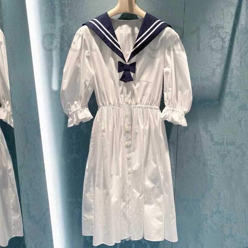 Casual Dresses Designer White dress navy neck bubble sleeve college style long skirt versatile sweet waist spring 22 summer new H479
Casual Dresses Designer White dress navy neck bubble sleeve college style long skirt versatile sweet waist spring 22 summer new H479