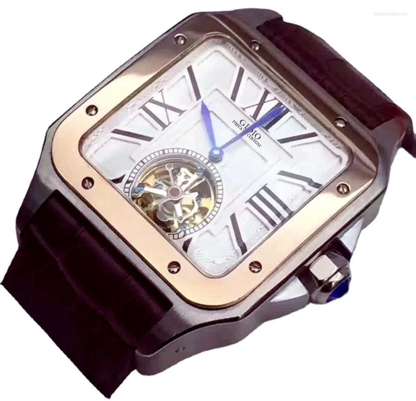 Wristwatches Men Automatic Mechanical Watch Gold Rome Black Blue Leather Tourbillon, Silver white gold
Wristwatches Men Automatic Mechanical Watch Gold Rome Black Blue Leather Tourbillon, Silver white gold