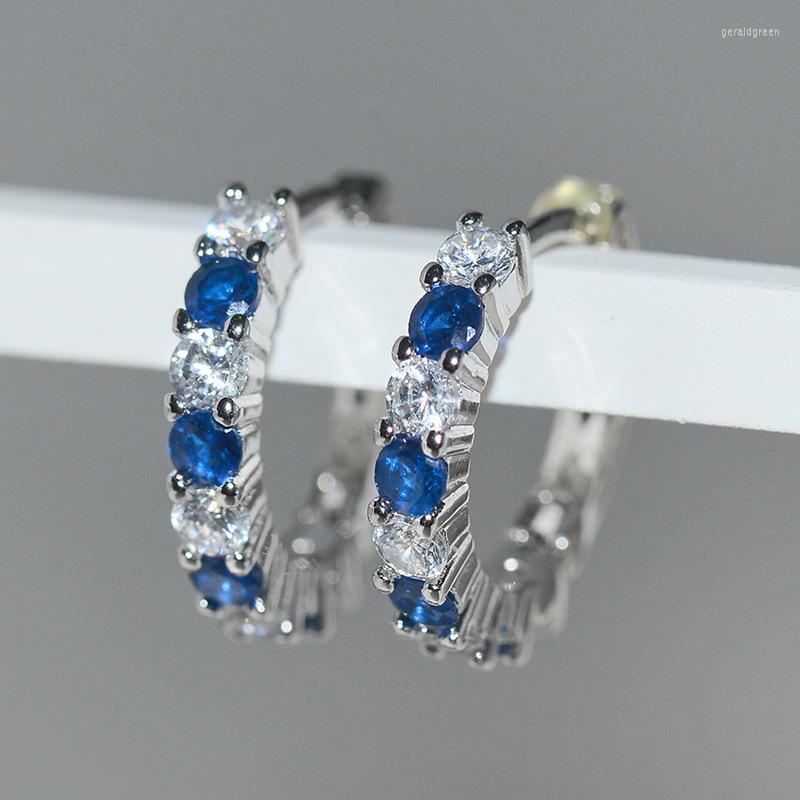 Stud Earrings Fashion 925 Silver Needle Blue Round Micro Pave Zircon For Wedding Women Jewelry Pendientes Oorbellen Brincos
Stud Earrings Fashion 925 Silver Needle Blue Round Micro Pave Zircon For Wedding Women Jewelry Pendientes Oorbellen Brincos
