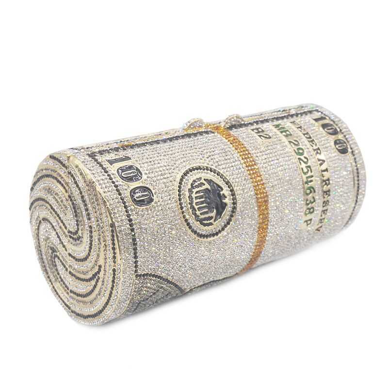 Totes Woman Luxury Roll Diamond Money Purse Clutch 100 Dollar Handbag Ladies Evening Rhinestone Party Purse Designer 0213/23, Gold
Totes Woman Luxury Roll Diamond Money Purse Clutch 100 Dollar Handbag Ladies Evening Rhinestone Party Purse Designer 0213/23, Gold
