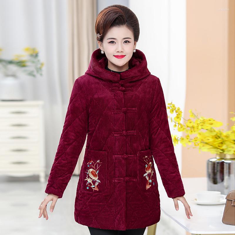 Women's Trench Coats Corduroy Middle Aged Women Winter Embroidery Down Cotton Parkas Thicked Warm Jacket Padded Coat Long Overcoat
Women's Trench Coats Corduroy Middle Aged Women Winter Embroidery Down Cotton Parkas Thicked Warm Jacket Padded Coat Long Overcoat