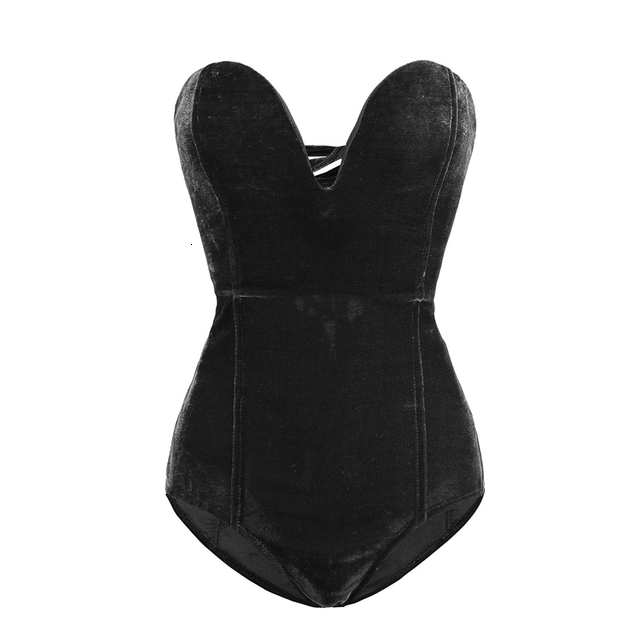 Womens Jumpsuits Rompers Viifaa Burgundy Strapless Velvet Sexy Bodysuit Women Sweetheart Bodycon Backless Lace Up Body V Neck Party Bodysuits 230214