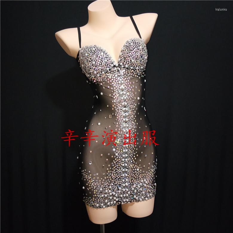 Stage Wear Women Black Party Crystals Transparent Mesh Sexy Dress Outfit Female Modern One Piece Rhinestone Costumes, Picture shown
Stage Wear Women Black Party Crystals Transparent Mesh Sexy Dress Outfit Female Modern One Piece Rhinestone Costumes, Picture shown