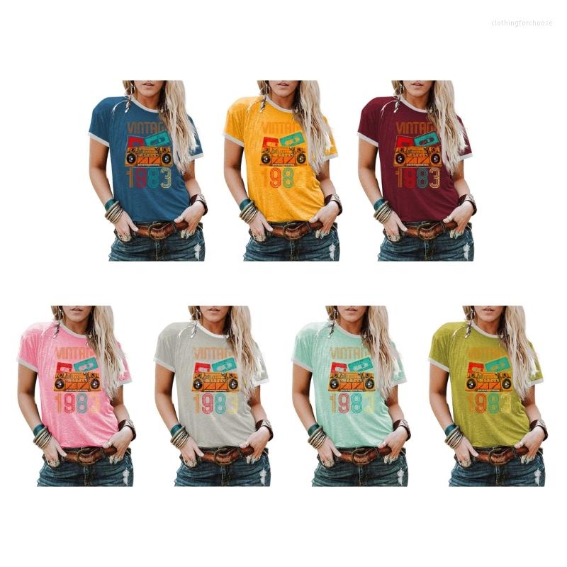 Women' T Shirts Women Short Sleeve T-Shirt Vintage 83 Boom Box Graphic 40th Birthday Party Top, Khaki
Women' T Shirts Women Short Sleeve T-Shirt Vintage 83 Boom Box Graphic 40th Birthday Party Top, Khaki