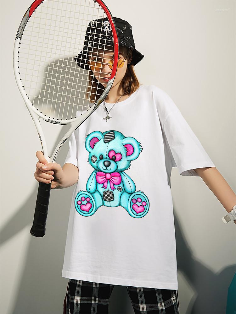 Women' T Shirts Kawaii Blue Patch Bear Printing Female Tshirt Summer Loose Breathable Tops Casual Oversized T-Shirt Cotton Brand Short, Black
Women' T Shirts Kawaii Blue Patch Bear Printing Female Tshirt Summer Loose Breathable Tops Casual Oversized T-Shirt Cotton Brand Short, Black