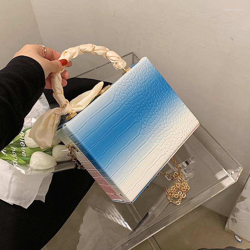 Evening Bags Fashion Gradient Crocodile Pattern Ribbon Tote Box Bag Women's Designer Handbag Shoulder Casual Crossbody, Blue
Evening Bags Fashion Gradient Crocodile Pattern Ribbon Tote Box Bag Women's Designer Handbag Shoulder Casual Crossbody, Blue