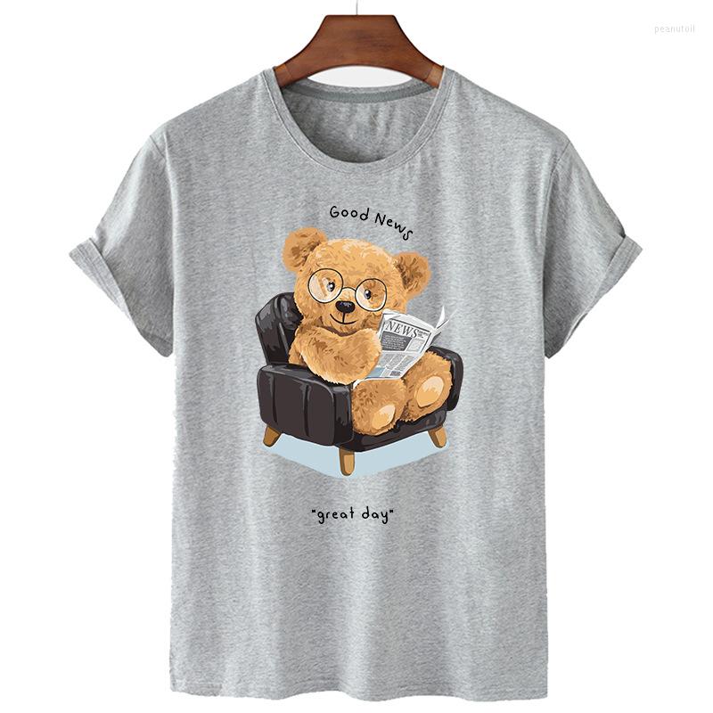 Women's T Shirts Cotton Reading Spaper Bear Print Short-sleeved O-neck Loose T-shirt Blouse Plus Size Men's And Women's Tops 4XL, Gray
Women's T Shirts Cotton Reading Spaper Bear Print Short-sleeved O-neck Loose T-shirt Blouse Plus Size Men's And Women's Tops 4XL, Gray