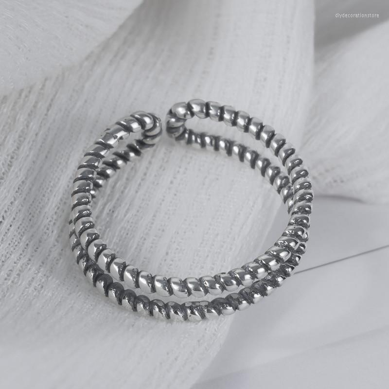 Cluster Rings S925 Sterling Silver Ring Retro Twist Two-layer Female Personality Opening
Cluster Rings S925 Sterling Silver Ring Retro Twist Two-layer Female Personality Opening