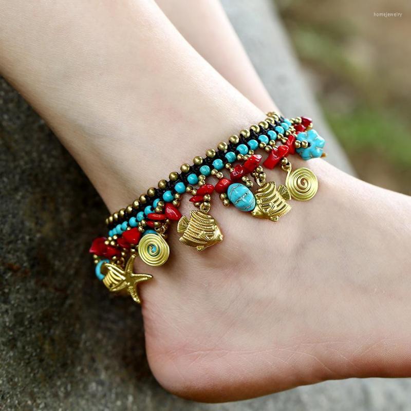 Anklets Bohemian Ethnic Beach Fashion Pendant Fringe Anklet Pure Hand Weave For Women Sea Animals Natural Stone Bells Foot Accessories
Anklets Bohemian Ethnic Beach Fashion Pendant Fringe Anklet Pure Hand Weave For Women Sea Animals Natural Stone Bells Foot Accessories