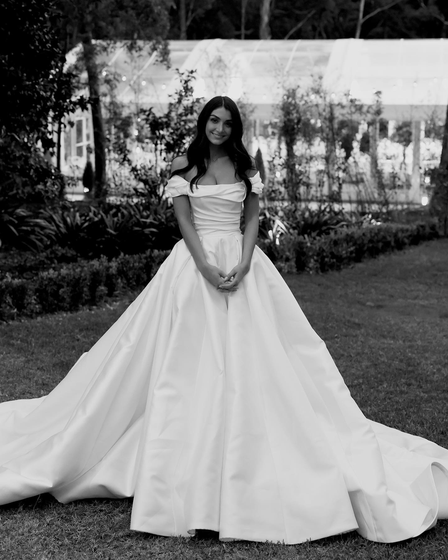 Stunning Wedding Dresses A Line Princess Bridal Gowns Pleated Off The Shoulder Neckline A Line Chapel Train Satin Vestido De Novia