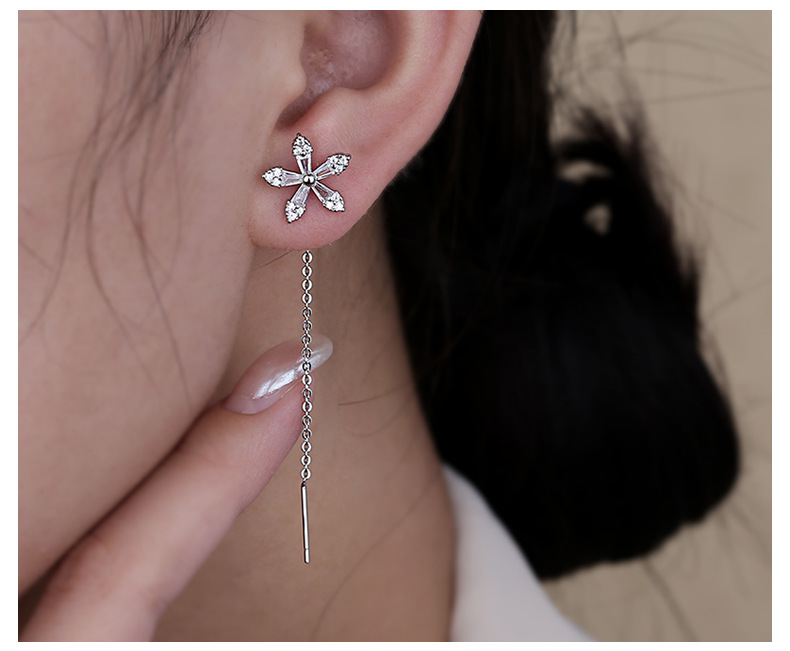 Sterling Silver Cubic Zirconia Princes' Cuts Elegant Bridal & Event Dangling Earrings for Ladies