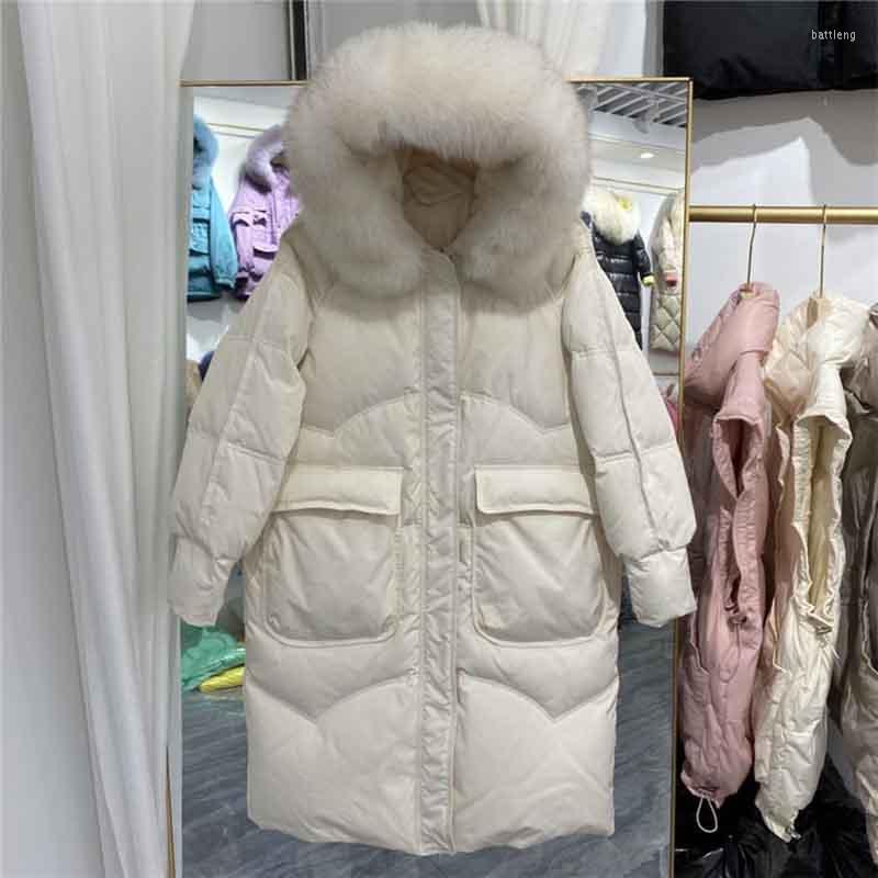 Women' Down ZCWXM Winter Long Jackets Women Large Natural Fur Collar Hooded Parkas 90% White Duck Coat Thickened Snow Warm Outwear, Beige
Women' Down ZCWXM Winter Long Jackets Women Large Natural Fur Collar Hooded Parkas 90% White Duck Coat Thickened Snow Warm Outwear, Beige
