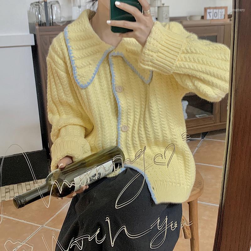 Women's Knits Vintage Solid Cardigan Women Turn-Down Collar Loose Knitted Sweaters Spring Autumn Korean Fashion Sweet Knitwear Female, White
Women's Knits Vintage Solid Cardigan Women Turn-Down Collar Loose Knitted Sweaters Spring Autumn Korean Fashion Sweet Knitwear Female, White