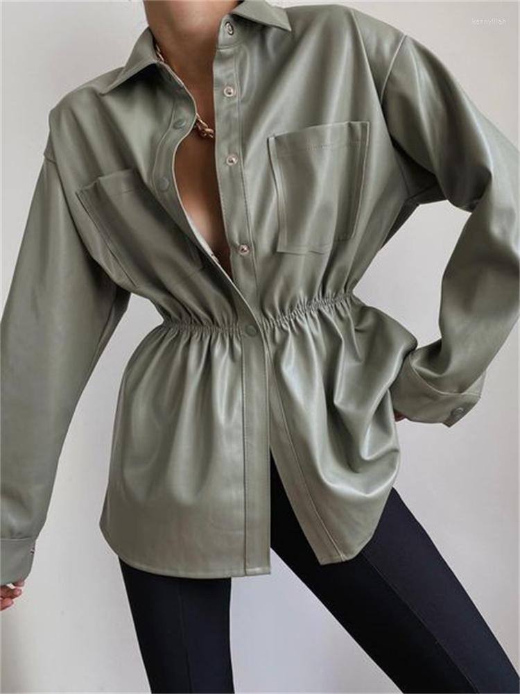 Women' Jackets CHRONSTYLE Women Fashion PU Leather Solid Color Turn-Down Collar Long Sleeve Outerwear Elastic Waist Spring Autumn Coats
Women' Jackets CHRONSTYLE Women Fashion PU Leather Solid Color Turn-Down Collar Long Sleeve Outerwear Elastic Waist Spring Autumn Coats