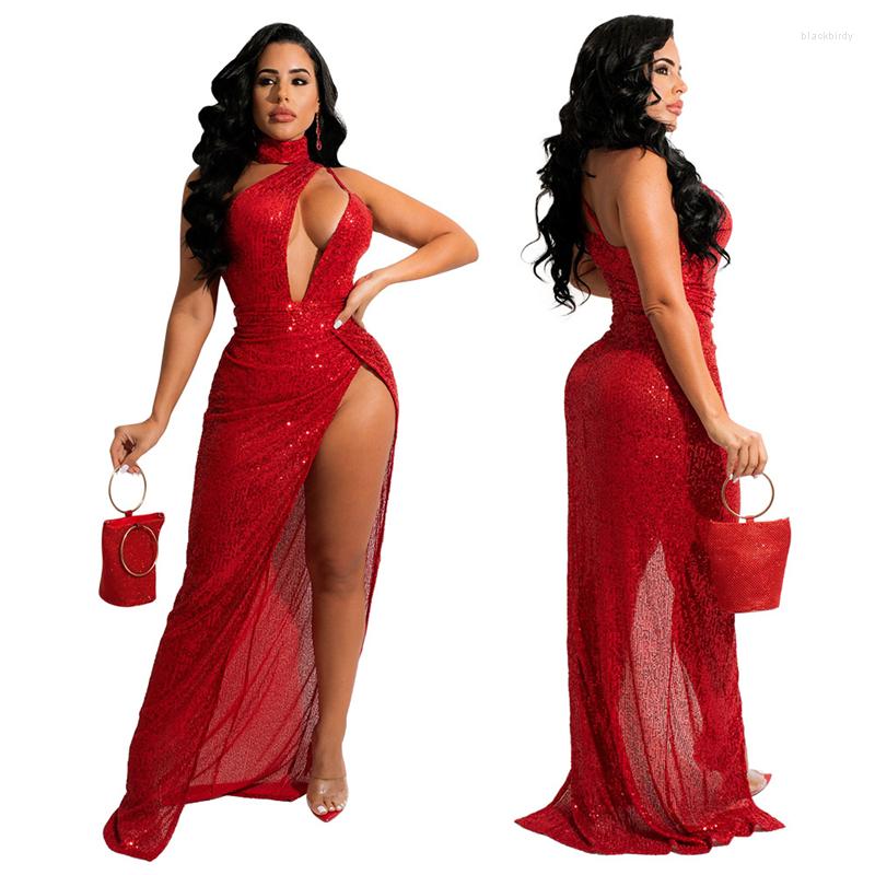 Casual Dresses Sequins Maxi Party Dress Women Sexy Cut Out Halter Backless High Split Long Robe Clubwear, Black
Casual Dresses Sequins Maxi Party Dress Women Sexy Cut Out Halter Backless High Split Long Robe Clubwear, Black