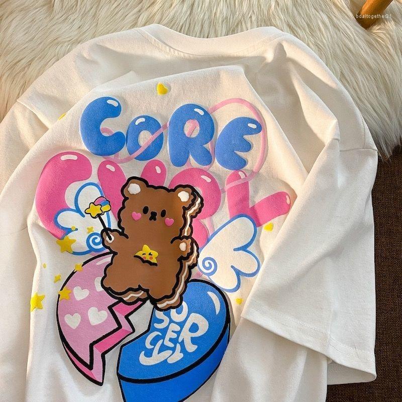 Women' T Shirts 2023 Korean Sweet Girl Sky Blue Cartoon Bear Kawaii Clothes For Teens Summer Pure Cotton Large 2XL Tops Casual Harajuku, Sleeveless style2
Women' T Shirts 2023 Korean Sweet Girl Sky Blue Cartoon Bear Kawaii Clothes For Teens Summer Pure Cotton Large 2XL Tops Casual Harajuku, Sleeveless style2