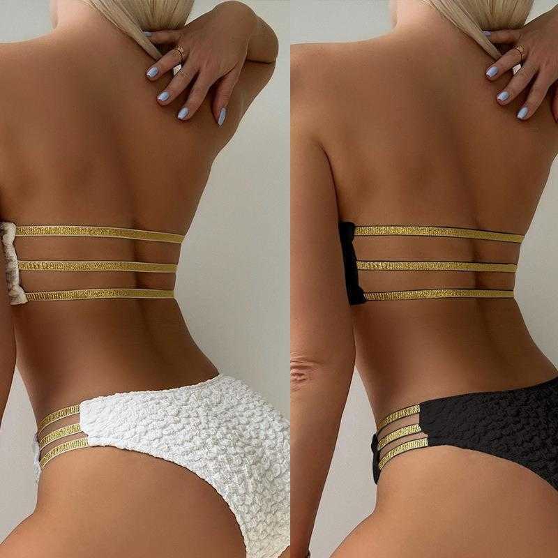Sexy Texture Hollow Tube Top Split Bikini Female Brazilian High Waist T Back, Brown
Sexy Texture Hollow Tube Top Split Bikini Female Brazilian High Waist T Back, Brown