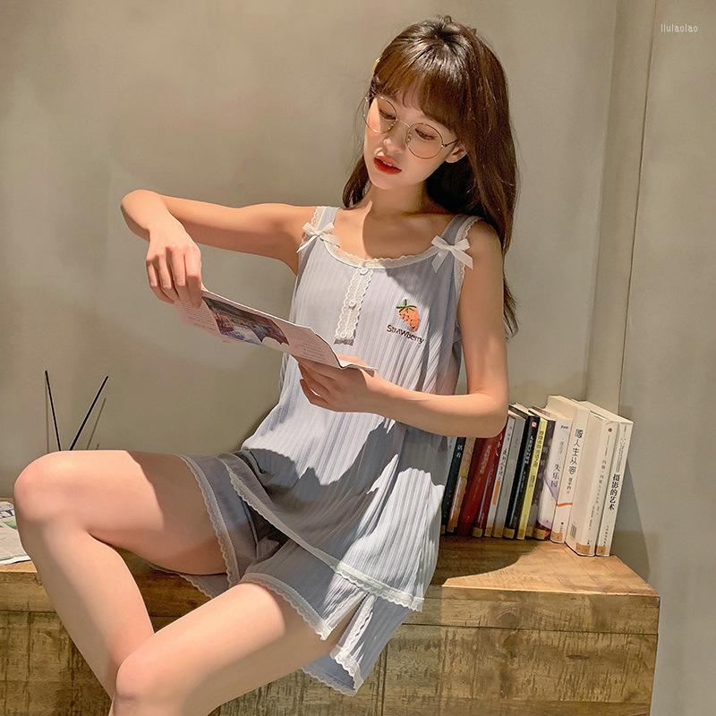 Women's Sleepwear Summer Sweet Fruit Embroidery Pajama Set Lace Sling Home Clothes Shorts Pajamas Women Solid Loungewear Two Piece, Pink
Women's Sleepwear Summer Sweet Fruit Embroidery Pajama Set Lace Sling Home Clothes Shorts Pajamas Women Solid Loungewear Two Piece, Pink