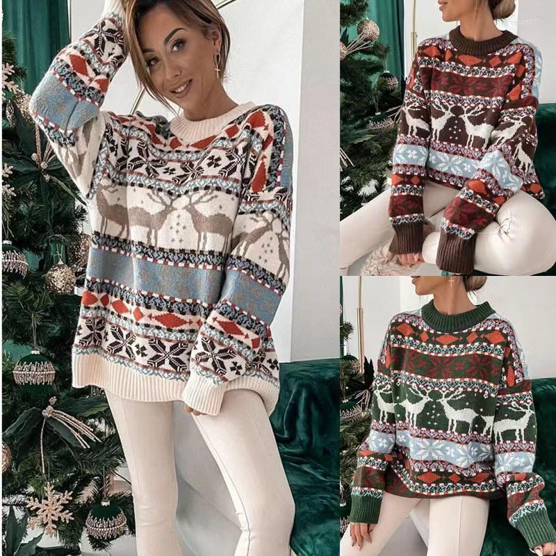 Women' Sweaters 2023 European And American Round Neck Loose Five-color Christmas Theme Jacquard Long-sleeved Women' Pullover, White
Women' Sweaters 2023 European And American Round Neck Loose Five-color Christmas Theme Jacquard Long-sleeved Women' Pullover, White
