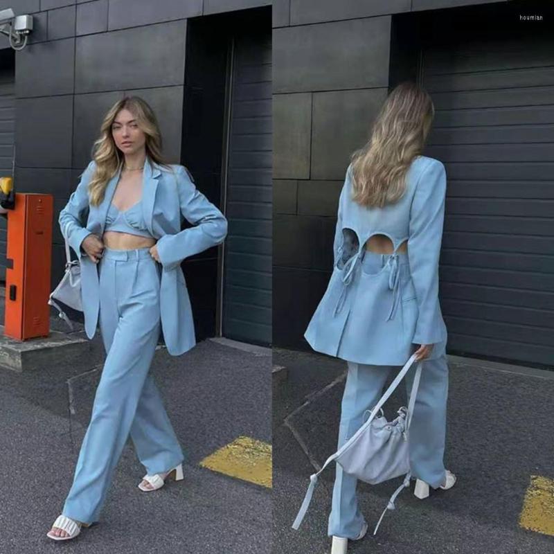 Women's Two Piece Pants Designer 2023 Supermodel The Same Blue Suit Single Breasted Coat Romantic Sweet Handsome Women's Straight, Orange 
Women's Two Piece Pants Designer 2023 Supermodel The Same Blue Suit Single Breasted Coat Romantic Sweet Handsome Women's Straight, Orange
