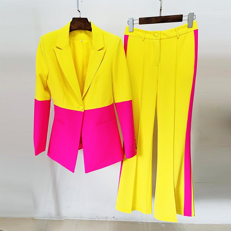 Women' Two Piece Pants HIGH QUALITY Est 2023 Designer Runway Suit Set Women' Star Style Single Button Color Block Blazer Flare Korean, Yellow-pink
Women' Two Piece Pants HIGH QUALITY Est 2023 Designer Runway Suit Set Women' Star Style Single Button Color Block Blazer Flare Korean, Yellow-pink