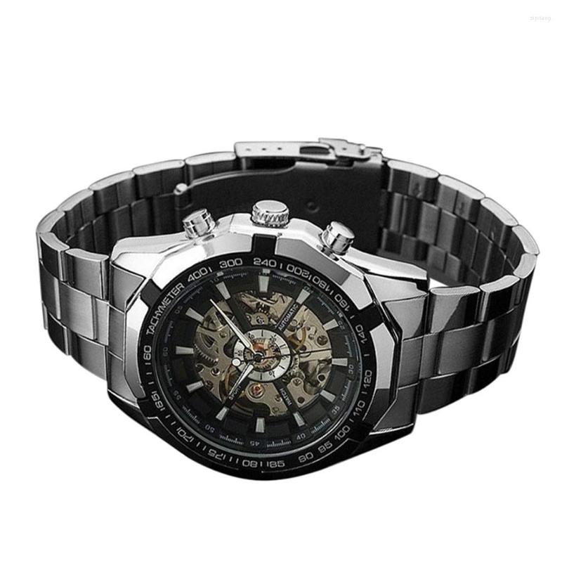 Wristwatches Skeleton Automatic Watches For Men Silver Stainless Steel Wrist Watch Casual Strap Fashionable Clock #35, As shown
Wristwatches Skeleton Automatic Watches For Men Silver Stainless Steel Wrist Watch Casual Strap Fashionable Clock #35, As shown