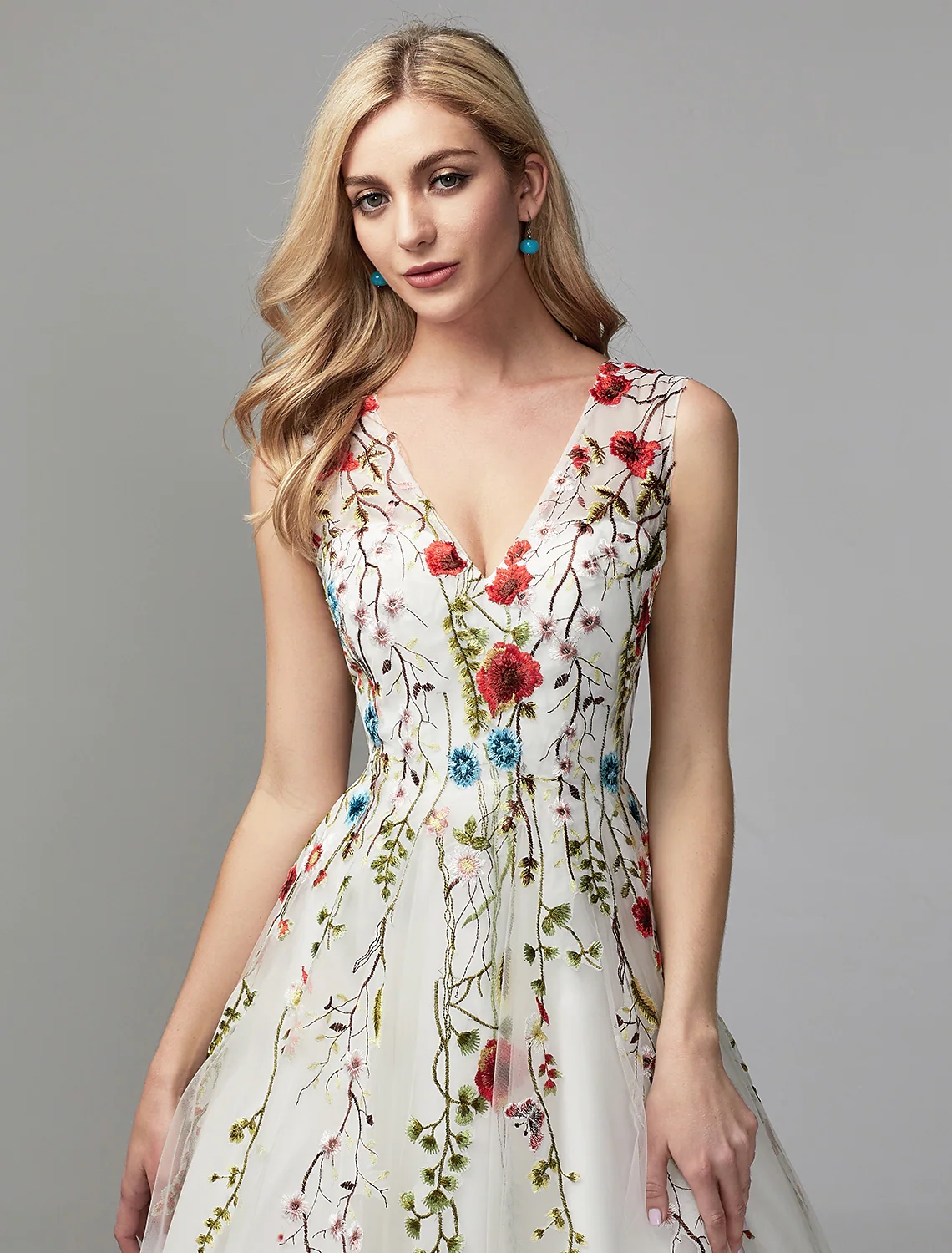 Elegant Engagement Evening Dress Floor Length Sleeveless V Neck Lace Embroidery Women Prom Formal Gown Robe de Soiree 2024 Vestidos